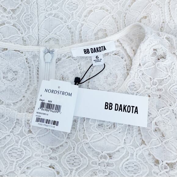 💗 3/$10 💗 BB Dakota Fit & Flare Lace Overlay Dress Ivory Size 6 NEW - Picture 12 of 15